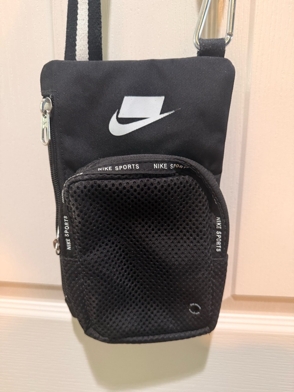 Nike Sports Black Mesh Front Crossbody Bag